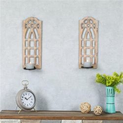 Set of 2 19in. H Wood Ornate Wall Sconces