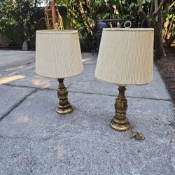 Brass Lamps Tall, 3 Way Sockets (Pair)