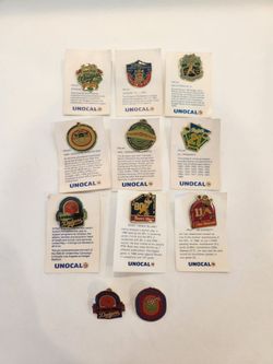 Group of 11 Unocal 76 LA Dodgers pins, LA Rams pins