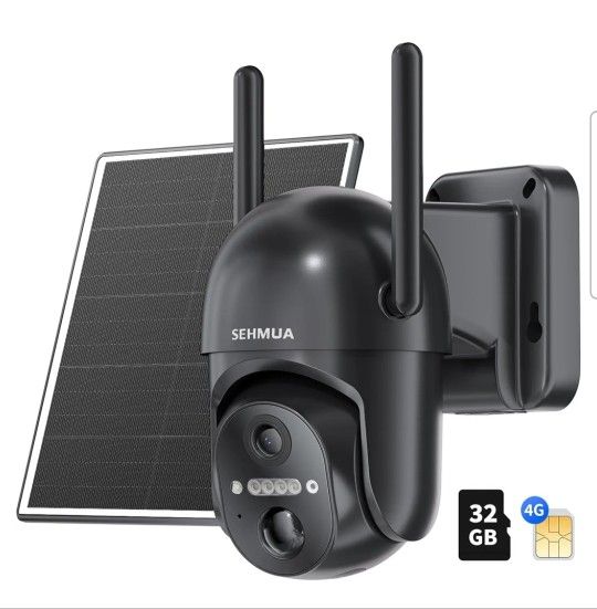 SEHMUA 4G LTE Cellular Solar Security Camera Wireless Outdoor, No WiFi Solar NEW