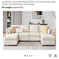 Modular Beige U Shaped Sofa Set