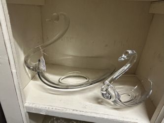 Small Vintage Glass Swan Candy or Trinket Bowl