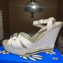 White Guess High Heel Wedges 