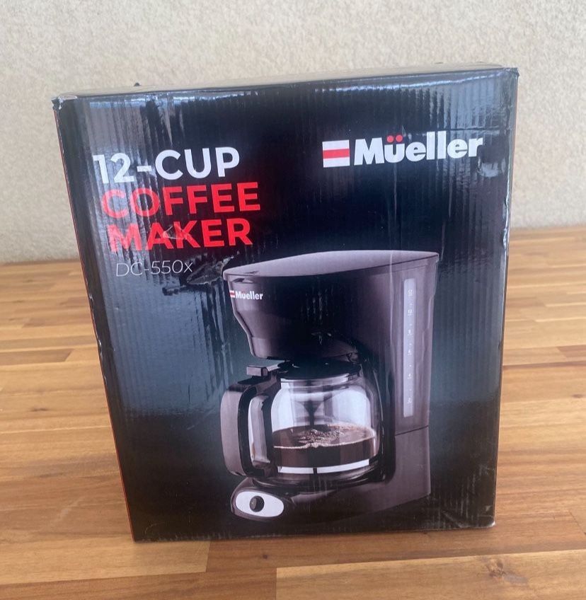 mueller 12-cup drip coffee maker machine with anti-drip system, permanent filter, glass carafe, and auto keep warm function