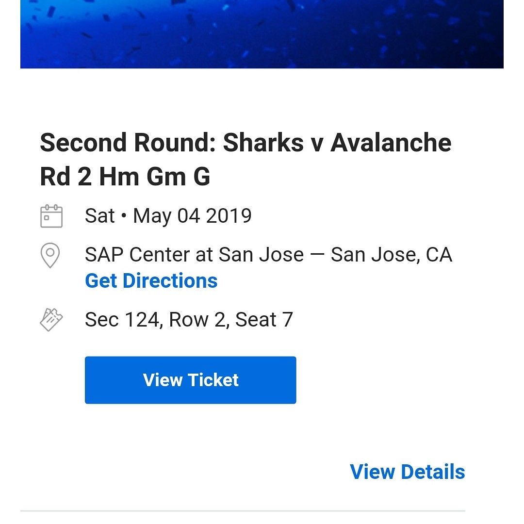 1 ticket San Jose Sharks vs Colorado Avalanche