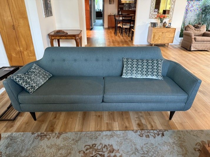 Teal Couch - Crate & Barrel Mid Century Modern (2 Available)