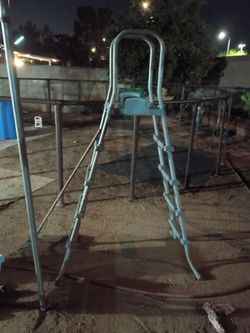 Pool ladder and pool brush