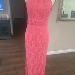 Adrianna Papell Women’s Dress-coral pink sleeveless lace sheath 