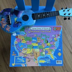 Disney Kids Ukulele And Map Puzzle