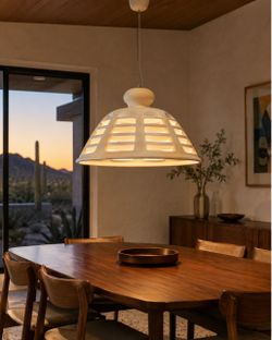 Vintage 1960s Sun City Arizona MCM Louvered Pendant Light – 19"
