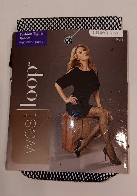 NEW West Loop black fashion fishnet tights S/M