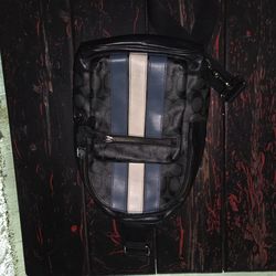 Coach Signature Canvas Sling Pack Crossbody Bag with Leather Trim (Pre-Owned)