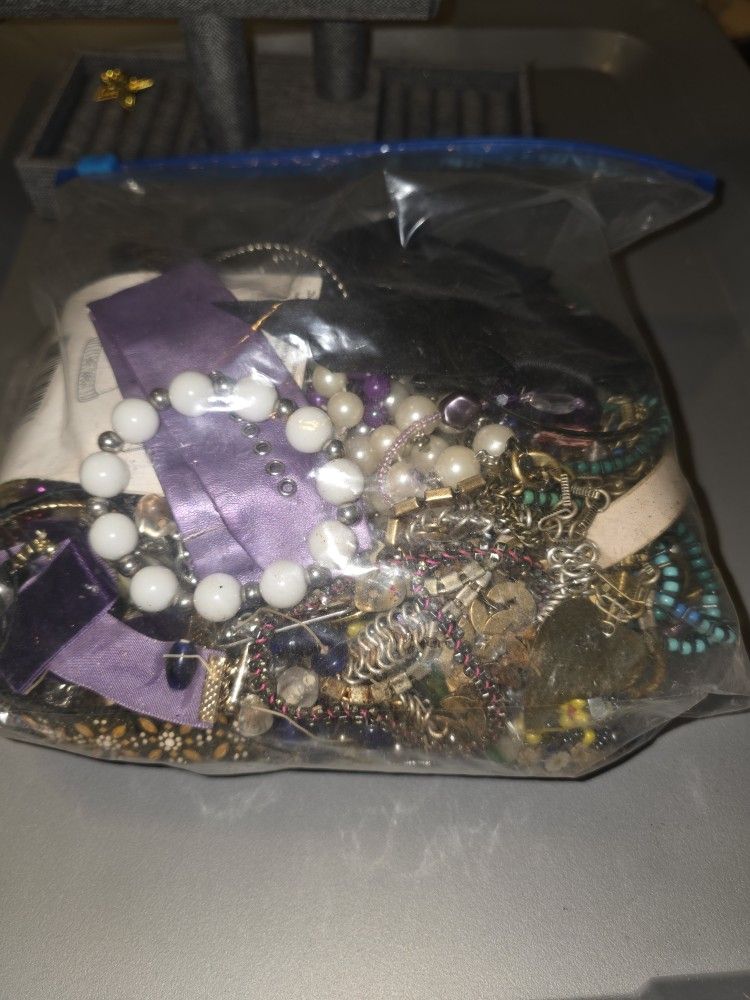 Bag of Broken Jewelry For Crafts And Art