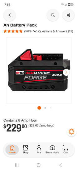 Milwaukee M18 REDLITHIUM FORGE XC8.0 Battery
