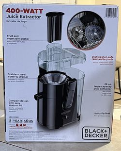  BLACK+DECKER JE2400BD 400-Watt Fruit and Vegetable Juice  Extractor with Space Saving Design, Black: Home & Kitchen