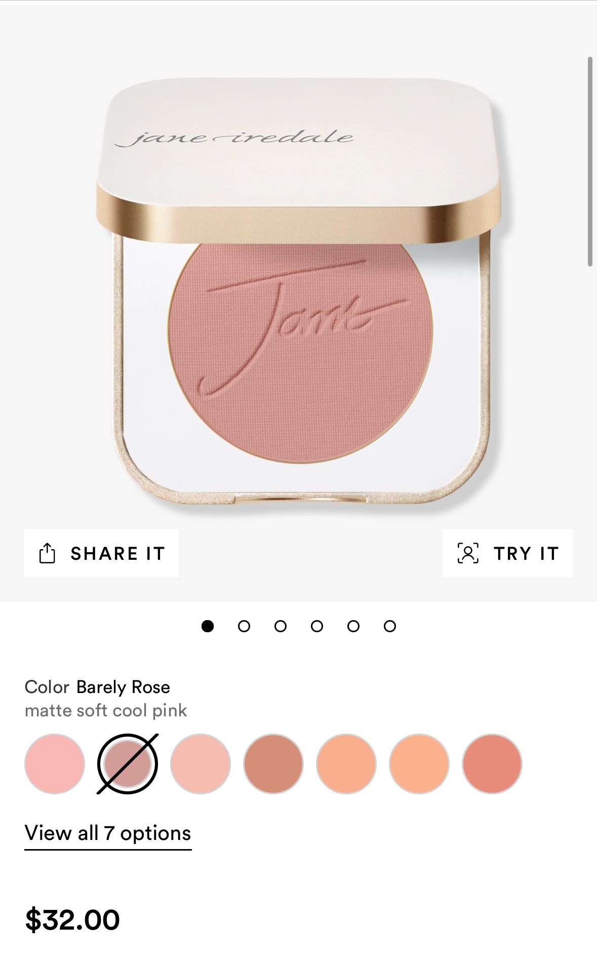 Jane Iredale PurePressed Blush - NEW Barely Rose Skincare Makeup