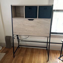 FREE Desk With Fold Down Top - Wood And Metal Frame - With Built In Power