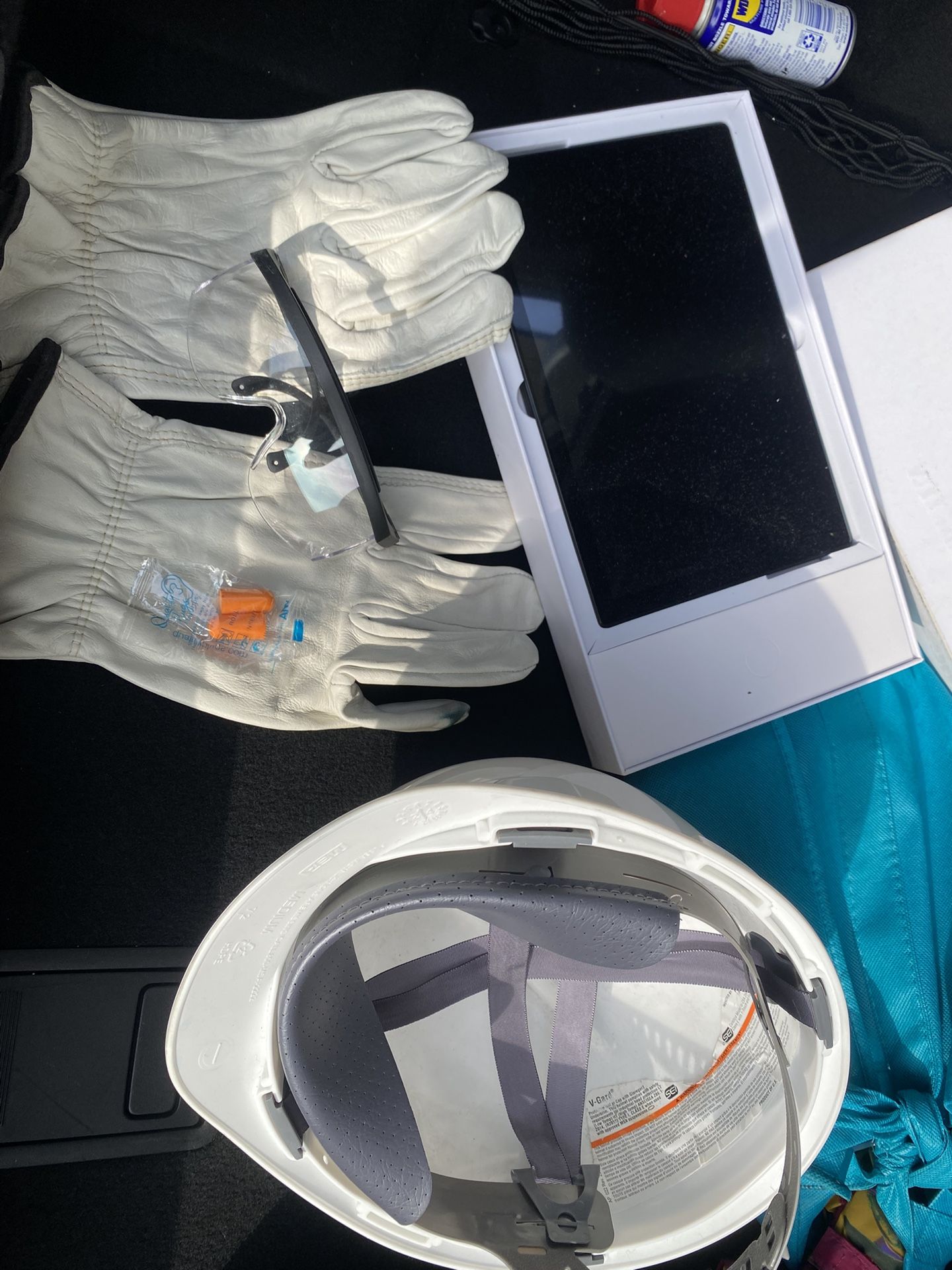 Brand New Hard Hat , Gloves, Safety Glasses And Android Tablet