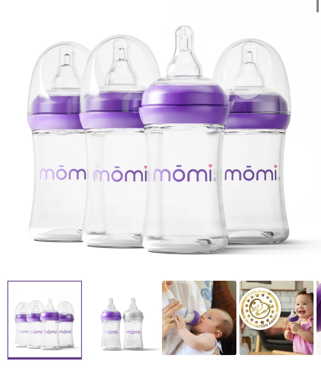  mōmi breast-like bottle sets, 4oz glass