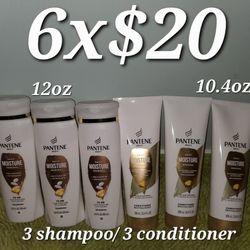 3 Shampoo And 3 Conditioner Moisture Renewal Pantene