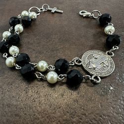 Handmade Rosary Style Beaded Bracelet.