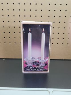 Vintage Borgonovo Queen Crystal Candle Holder Set (2 pieces) Made In Italy