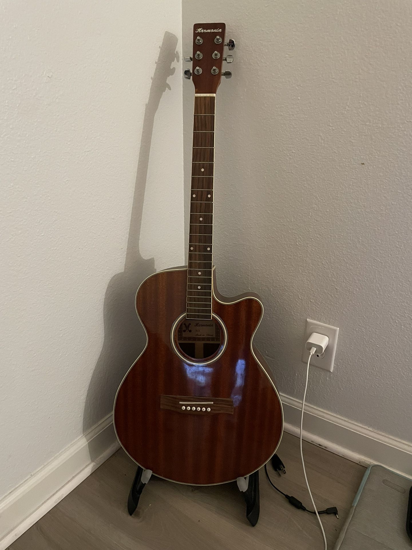 Acoustic Electric Guitar Comes With Guitar Stand And Bag