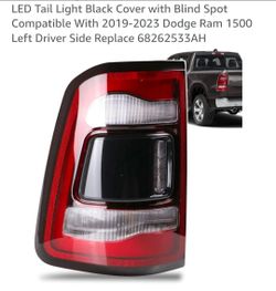 LED Tail Light Black Cover with Blind Spot Compatible With 2019-2023 Dodge Ram 1500 Left Driver Side Replace (contact info removed)3AH