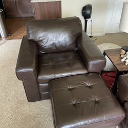 Leather Chair And Ottoman 