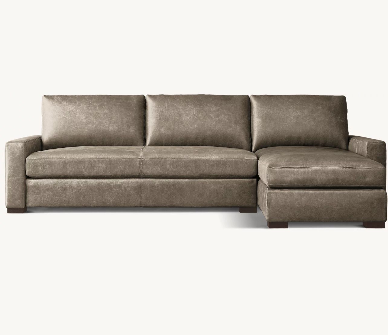 Restoration Hardware Maxwell premium leather sleeper right arm sofa chair sectional with queen bed