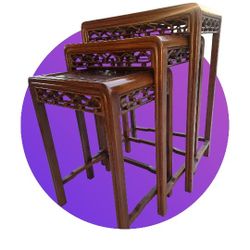 Rosewood Solid MID CENTURY STACKING TABLE Asian Chinosoirre 