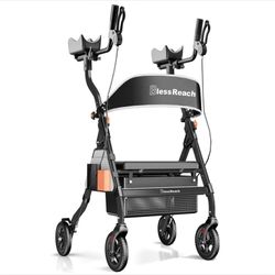BLESSREACH Heavy Duty Upright Rollator Walker for Seniors, 450lbs , 6 Height ADJ
