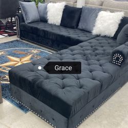 Malibu black sectional ❤️No Needed Credit Check✨ Delivery same day 🏘️🏡$1199