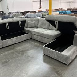 New Sleeper Sectional Sofa Bed Couch with USB And Storage! Free Delivery 🚚! 
