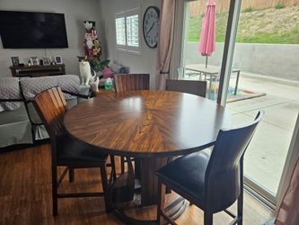 54 inch round counter height dining table with 6 chairs