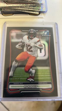 RJ Harvey Bowman Chrome Denver Broncos /10 Card