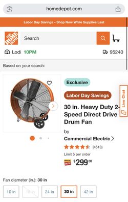 Heavy Duty Drum Fan 30”