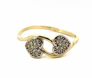 Woman’s Ladies 14k Yellow Gold CZ Cubic Zirconia Double Heart Ring Size 7 GP3115256