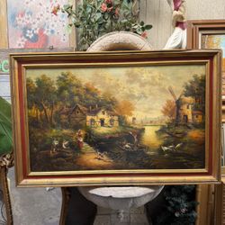 Antique, Beautiful Oil On Canvas Signed By The Artist 45 By 29 
