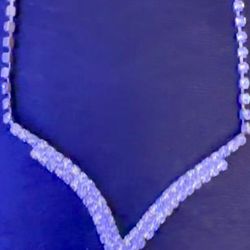 Preowned Royal Blue Crystal & rhinestone bridal  V Shaped Teardrop Choker necklace in excellent condition located Off lake mead and Simmons area askin
