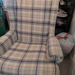Blue And white Plaid Chair