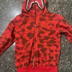 Red Full Zip Bape Hoodie