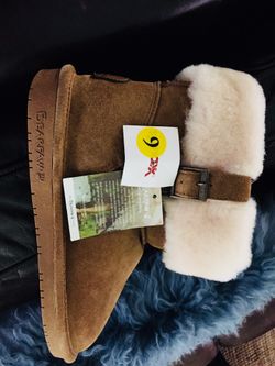 Bearpaw Natural Sheepskin Fur Chestnut Color Booties Size 9
