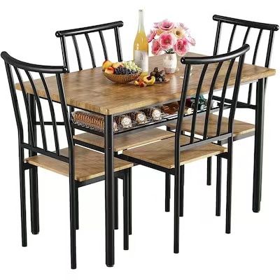 ❤️ Black Rustic Dining Room Set with Rectangular Table ( Seats 4 )