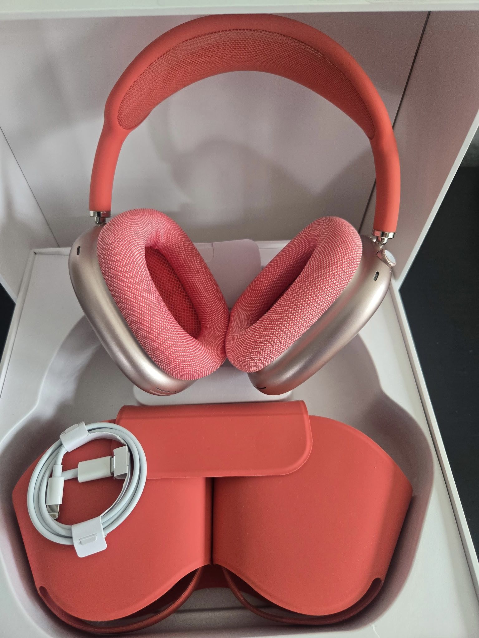 AirPods Max Space Pink With Red Headband