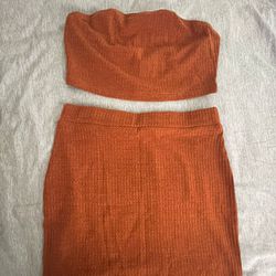 Size L Tube Top And Skirt Set With Cardigan 
