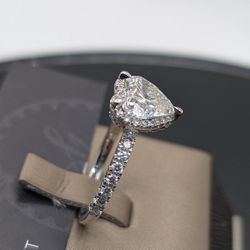 3.00Ctw Shadow Halo Heart 💜 LabGrown Diamond Ring 14k White Gold