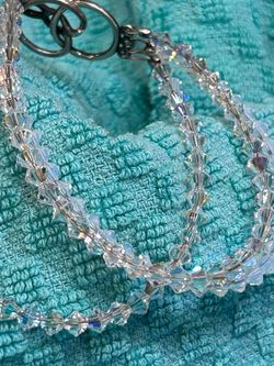 Vintage 3 strand bracelet Crystal Rondelles & 925 Sterling Silver.  Petite  6.5”