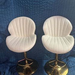 gold and white kitchen stools/chairs