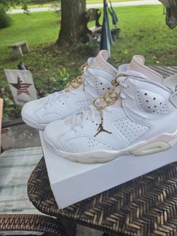 Womans Jordan 6 Gold Hoops Size 8.5
